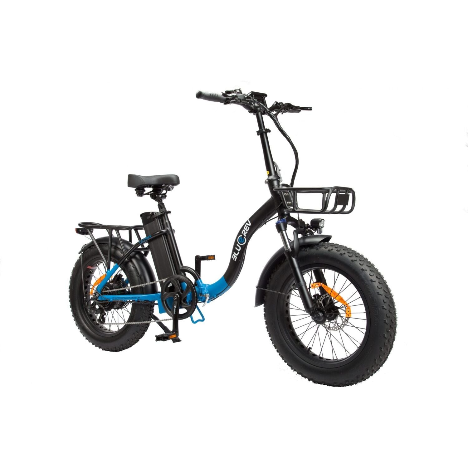 BlueRev Ultra Low-Step Folding E-Bike|500W Bafang Motor, 17.5Ah Battery|80–120km Range|Hydraulic Brakes|Fat Tire Electric Cargo Bike-White