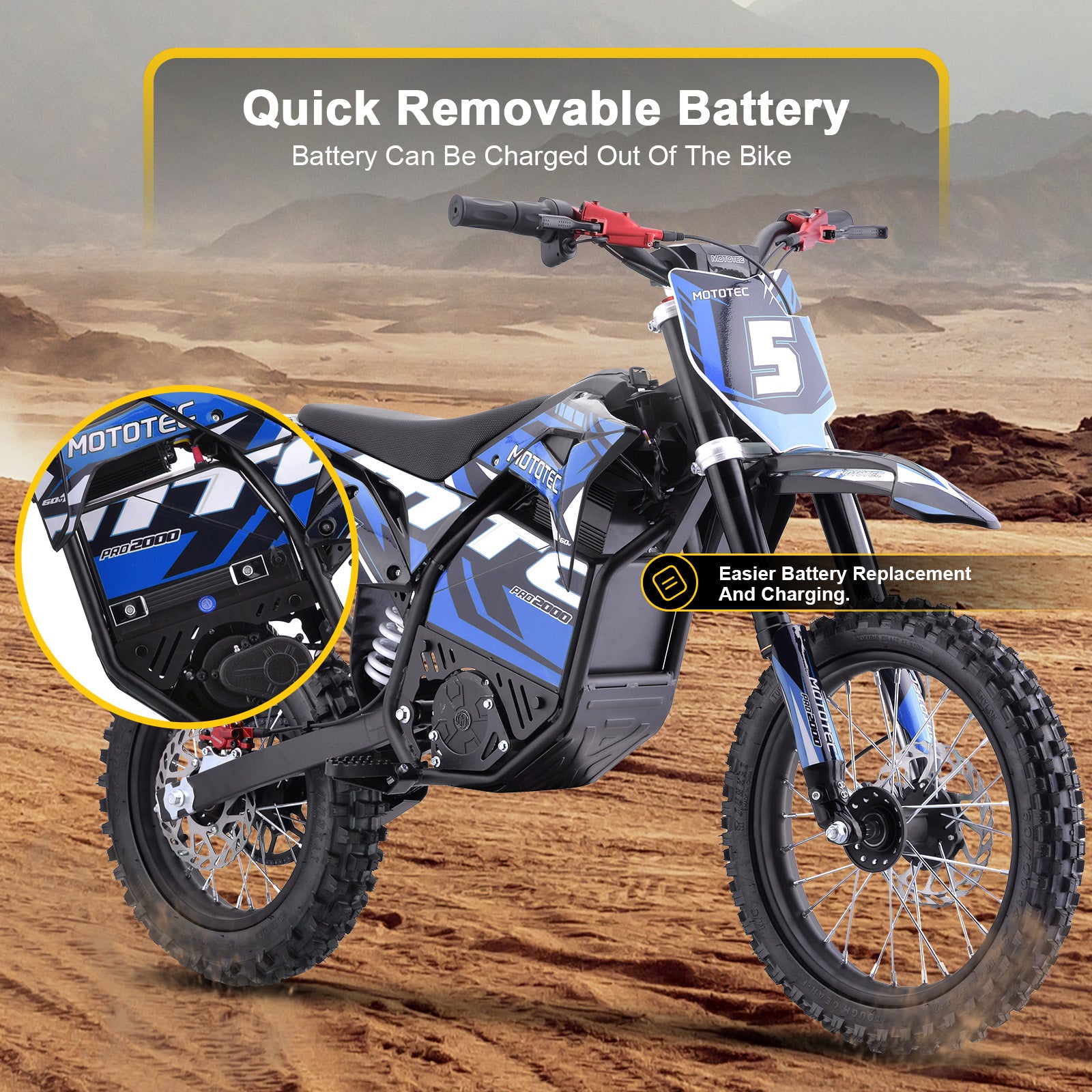 MotoTec 60v Pro Electric Dirt Bike 2000w